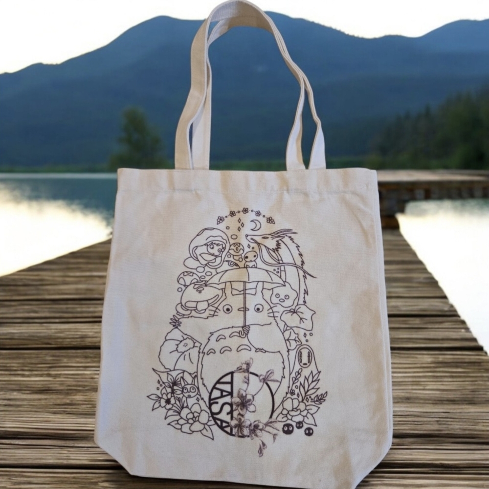 Cream and black Totoro tote bag #StudioGhibli - Picture 2 of 7